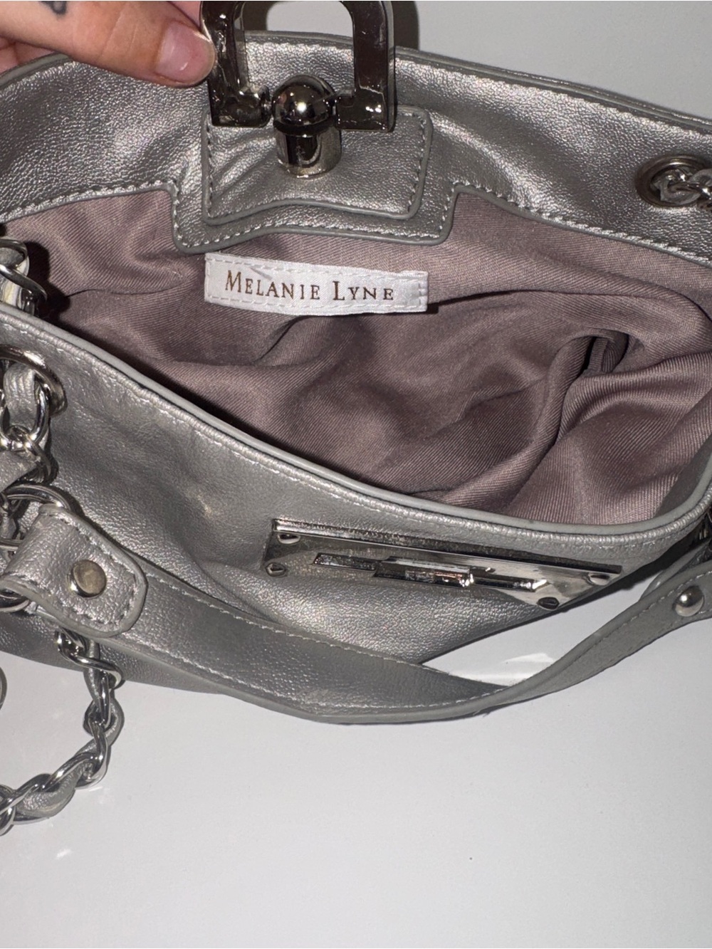 Silver Chain-Handle Shoulder Bag - Picture 6 of 8